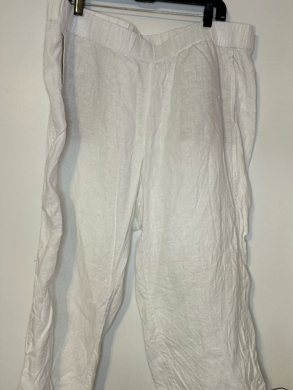 J. Jill White Plus Size White Cropped Linen Pants
